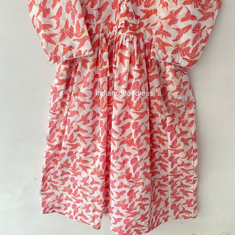 Indian Cotton Block Print Summer Casual Dress, Handblock print dress, boho long maxi dress, midi dress, casual flapper skater Circle dress