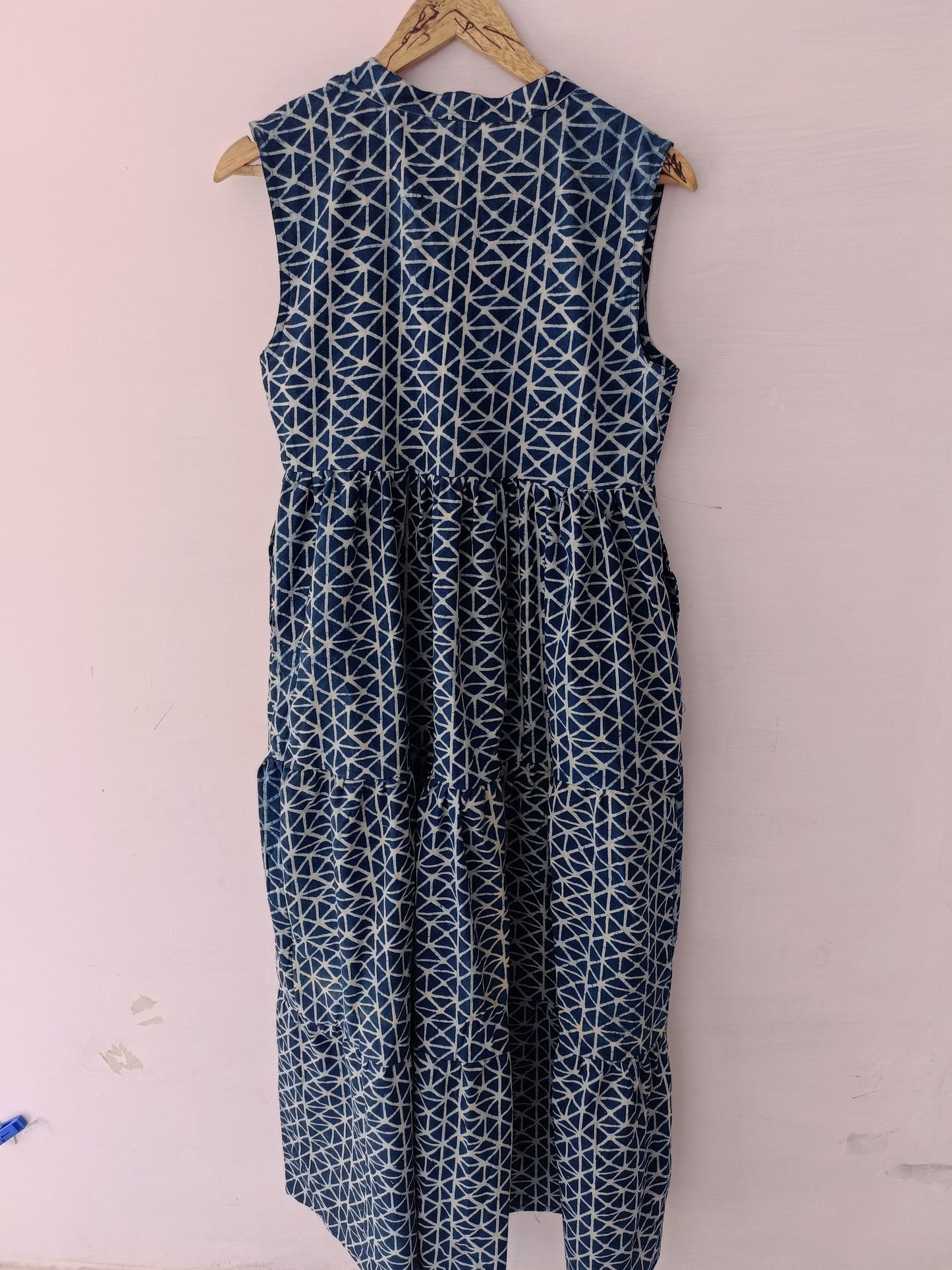 Indian cotton handblock geomatric print summer casual dress,boho long maxi dress,midi dress,block print dress,deep v neck dress,ruffle gown