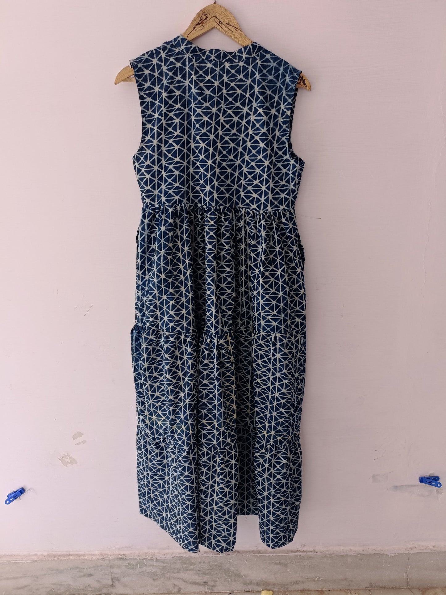 Indian cotton handblock geomatric print summer casual dress,boho long maxi dress,midi dress,block print dress,deep v neck dress,ruffle gown