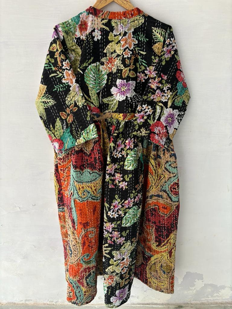 Beautiful Party Wear Dress, Women Causal Designer Long Dress Floral Print Women Dress, Cotton Handmade Block Print Summer Wrap trendy Dress