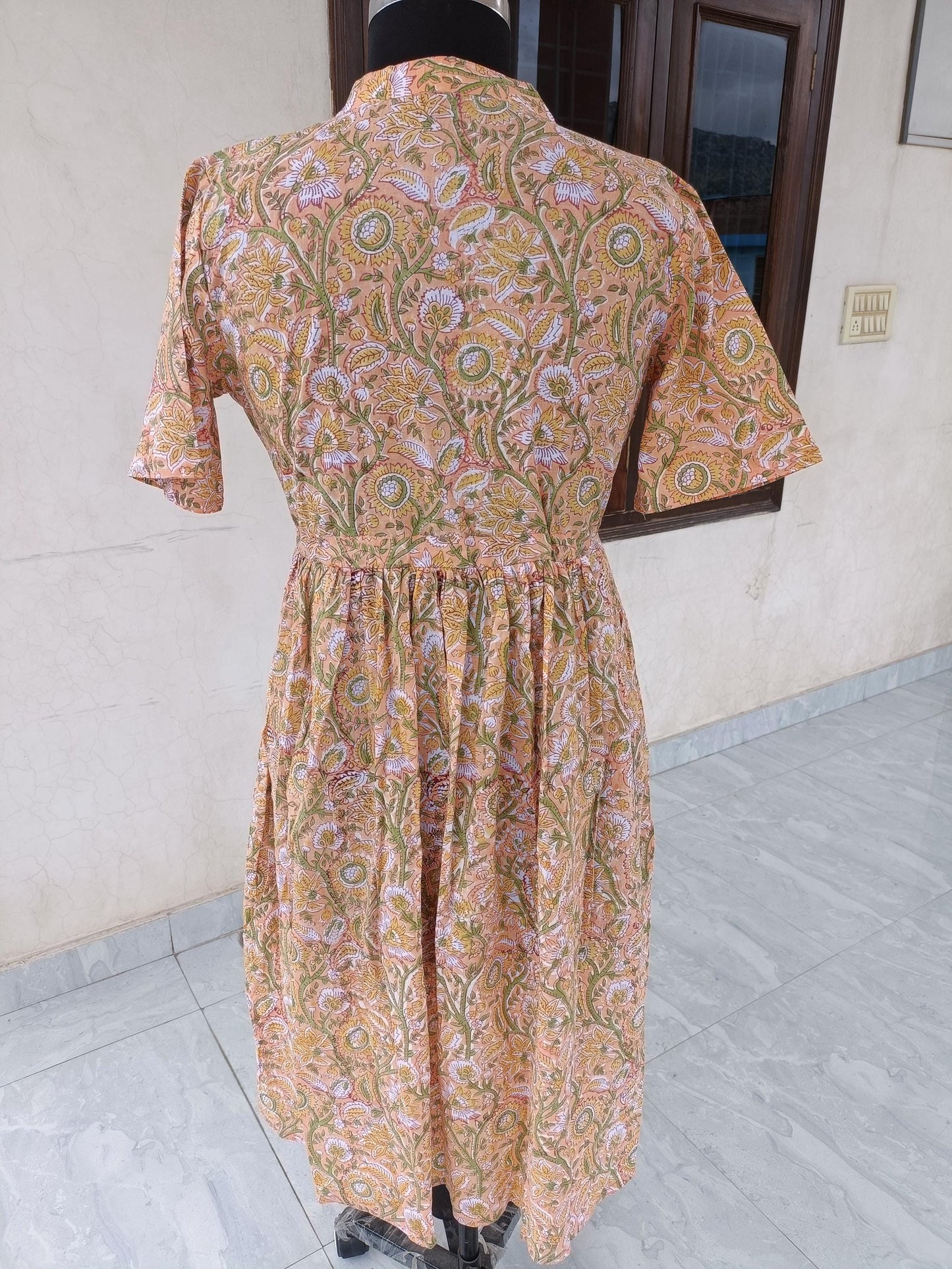 Indian handmade dress, floral dress, block print dress, flapper dress, boho dress,ruffle dress,cotton dress, summer wear dress, gift for her