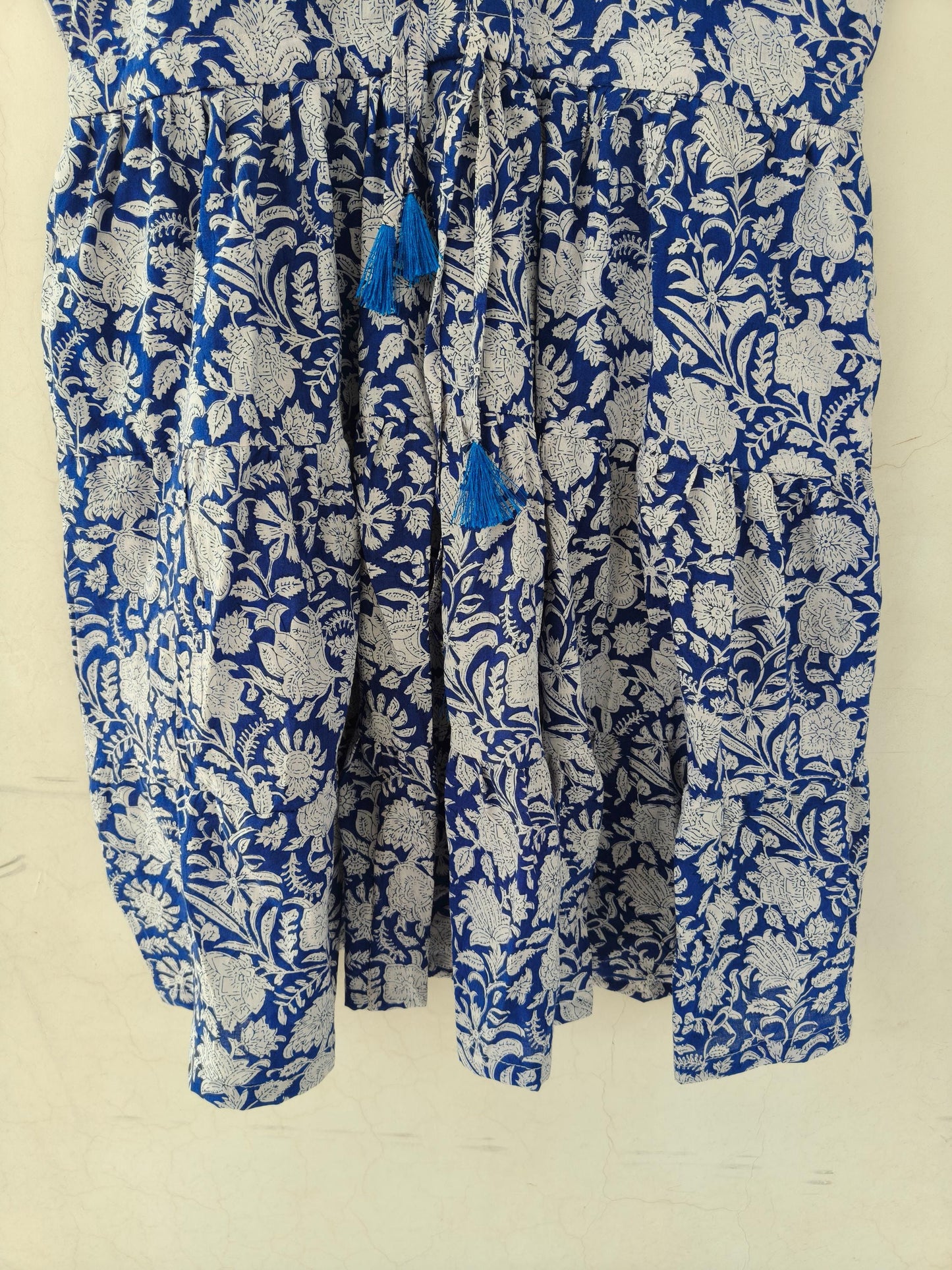 new arrival floral print blue dress, cotton summer wear dress, indian dress, handblock print dress, midi dress, short dress, Flapper Dress