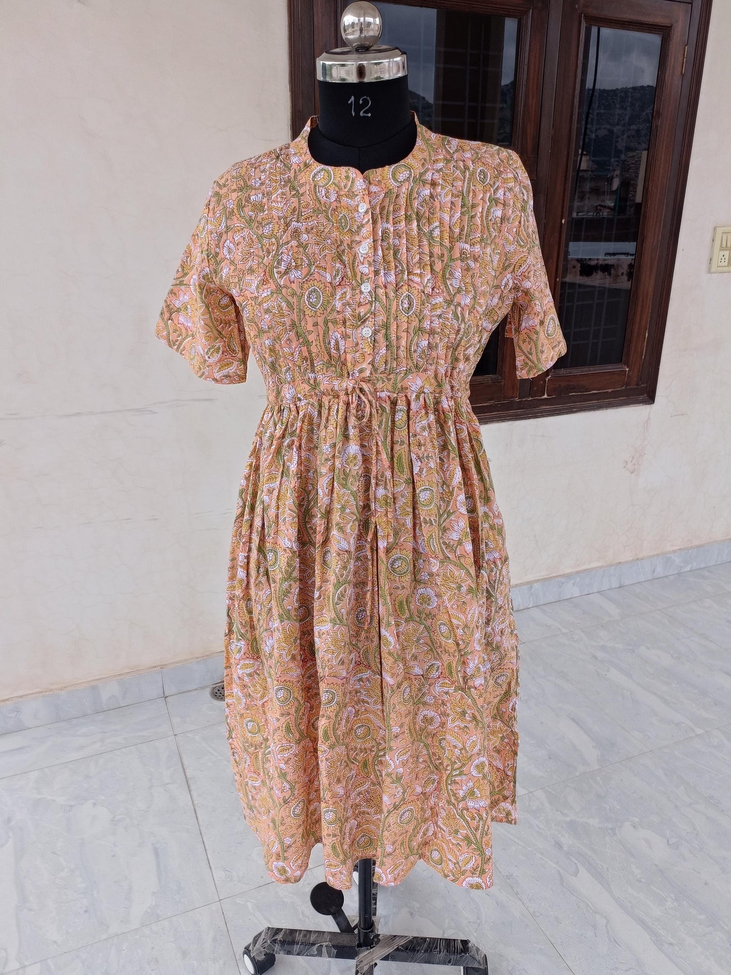 Indian handmade dress, floral dress, block print dress, flapper dress, boho dress,ruffle dress,cotton dress, summer wear dress, gift for her