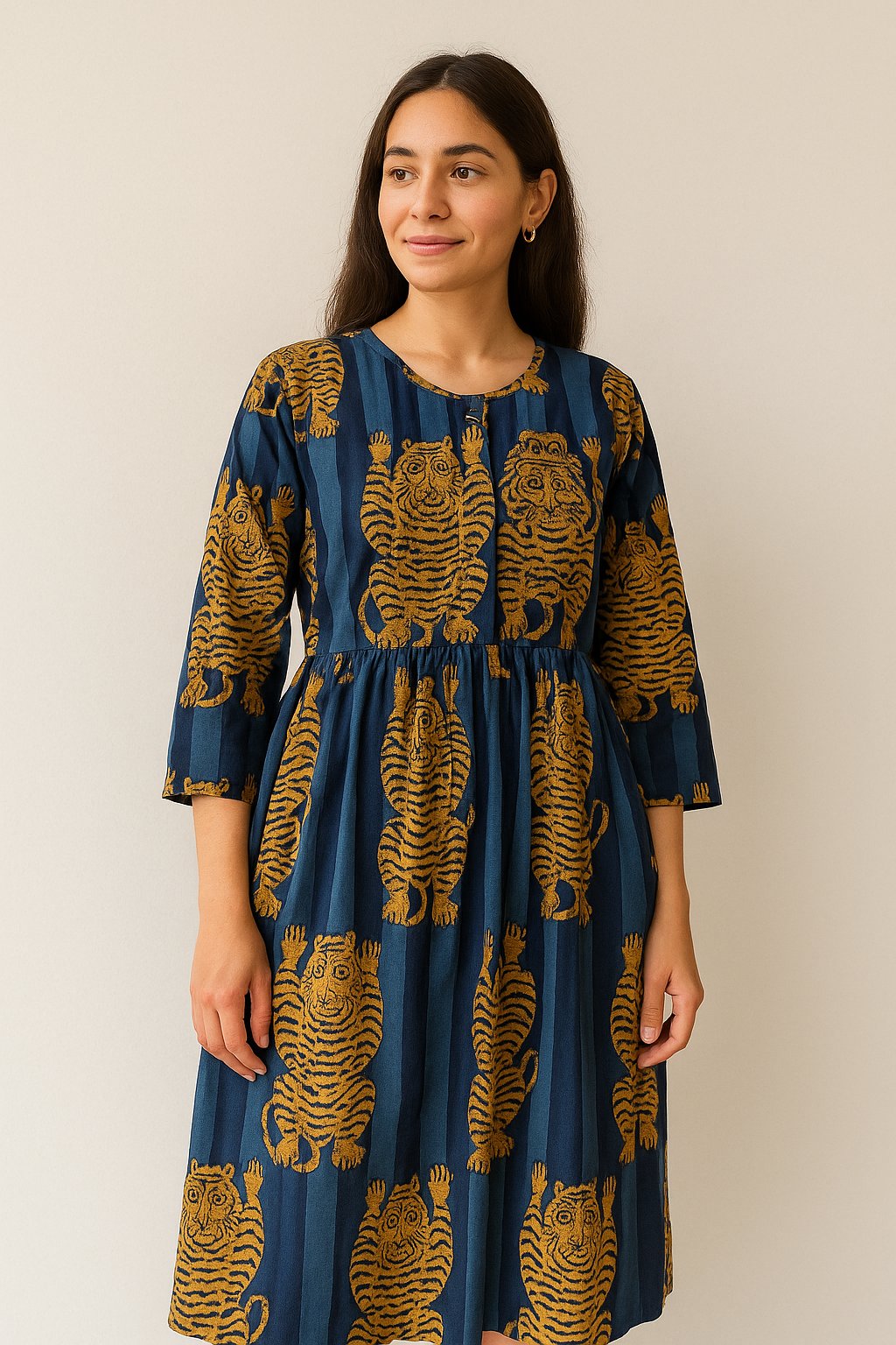 Tiger Print Indian Cotton Dress