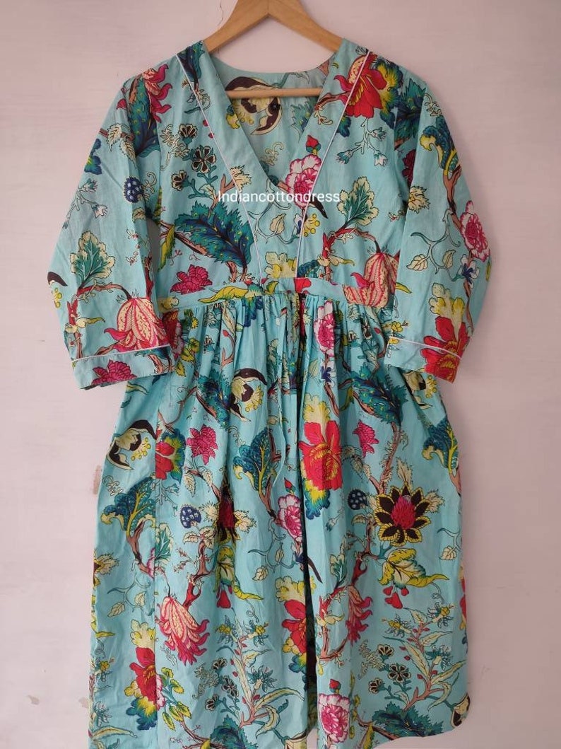 Indian Cotton Block Print Summer Casual Dress, Handblockprintdress, boho long maxi dress,midi dress, casual flapper skater Circle gown dress