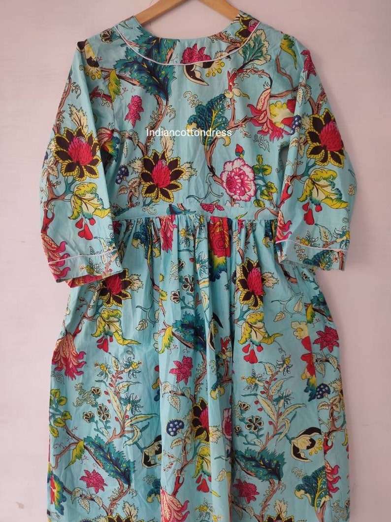 Indian Cotton Block Print Summer Casual Dress, Handblockprintdress, boho long maxi dress,midi dress, casual flapper skater Circle gown dress
