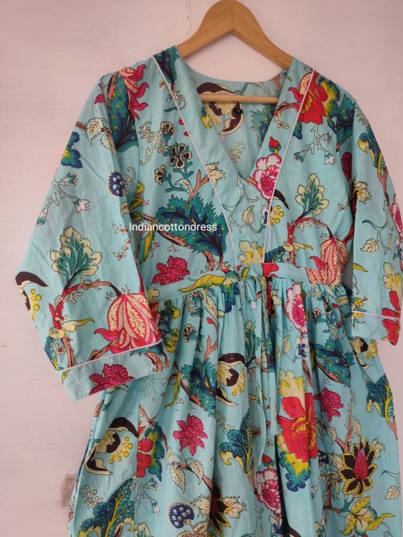 Indian Cotton Block Print Summer Casual Dress, Handblockprintdress, boho long maxi dress,midi dress, casual flapper skater Circle gown dress