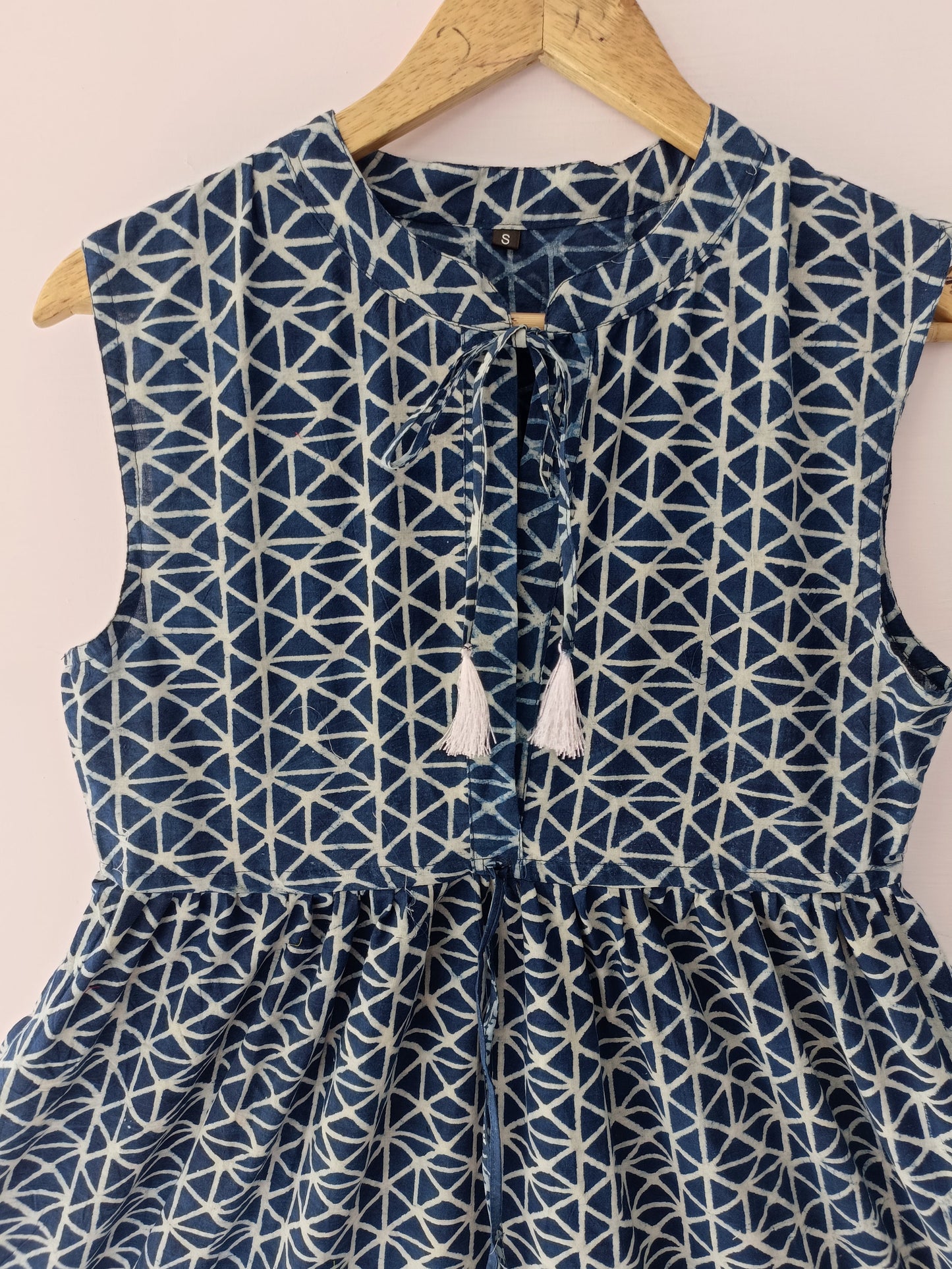 Indian cotton handblock geomatric print summer casual dress,boho long maxi dress,midi dress,block print dress,deep v neck dress,ruffle gown