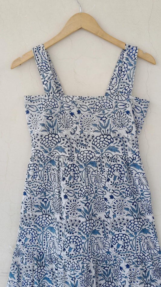 New indian hand block print cotton dress, white print maxi dress, midi dress, summer wear gown, Flapper skater Circle dress boho beach dress