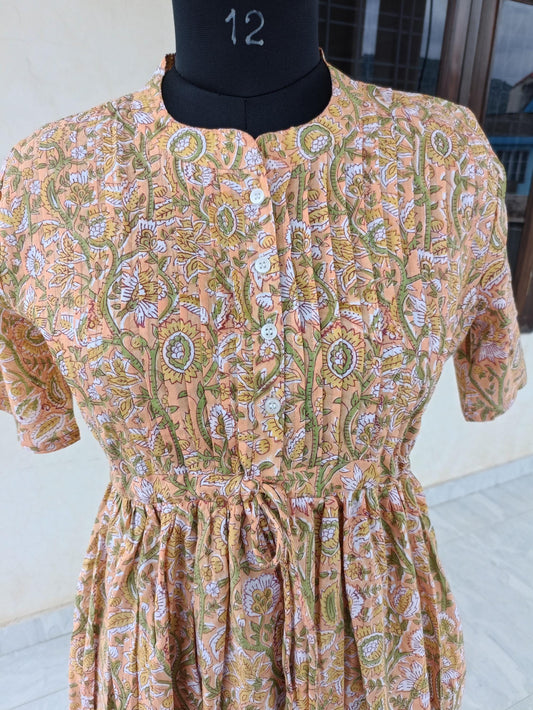 Indian handmade dress, floral dress, block print dress, flapper dress, boho dress,ruffle dress,cotton dress, summer wear dress, gift for her