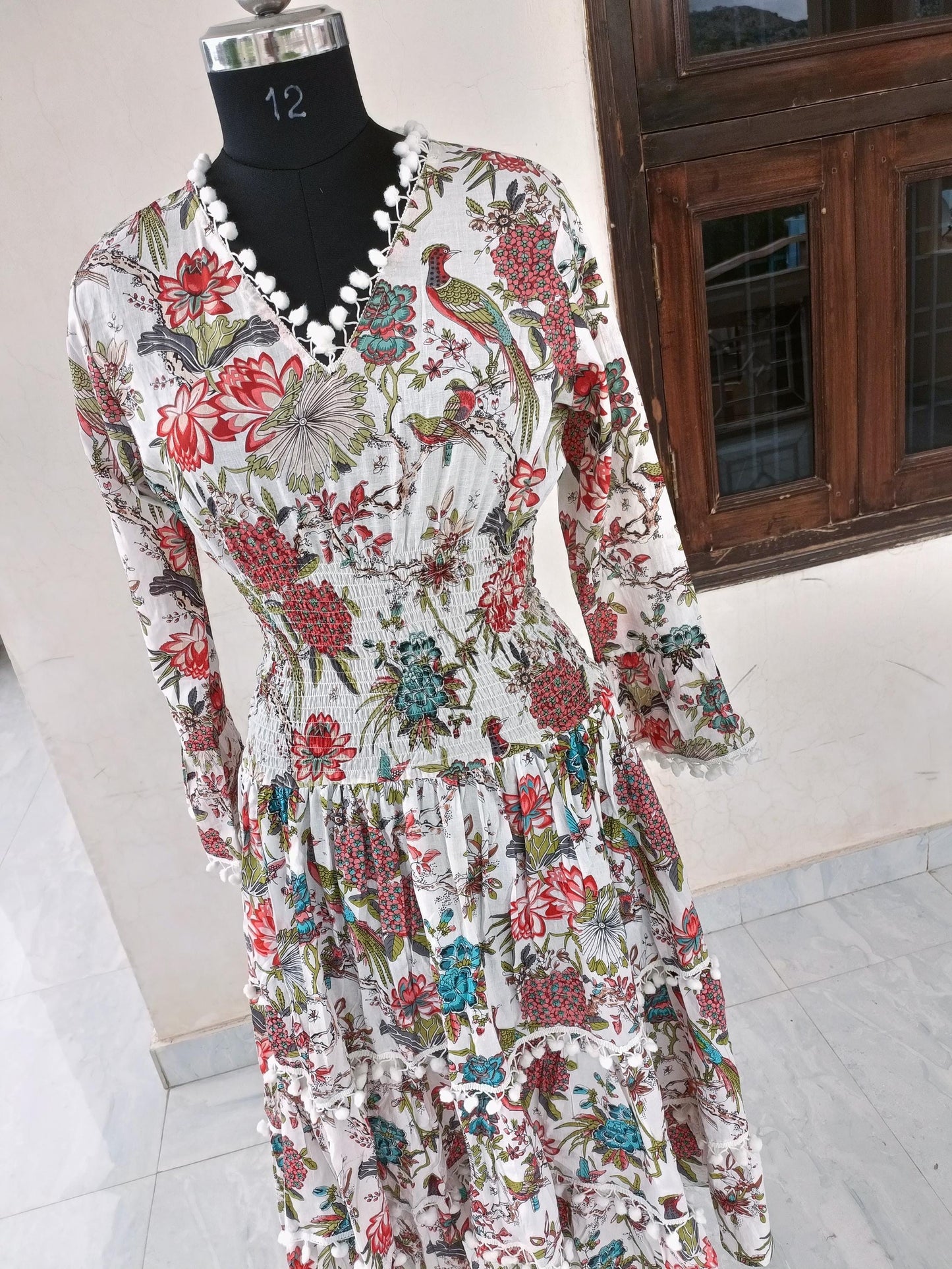 Block print white dress, indian handmade dress, short dress, long dress, cotton dress, organic color dress, summer wear gown, maxi dress