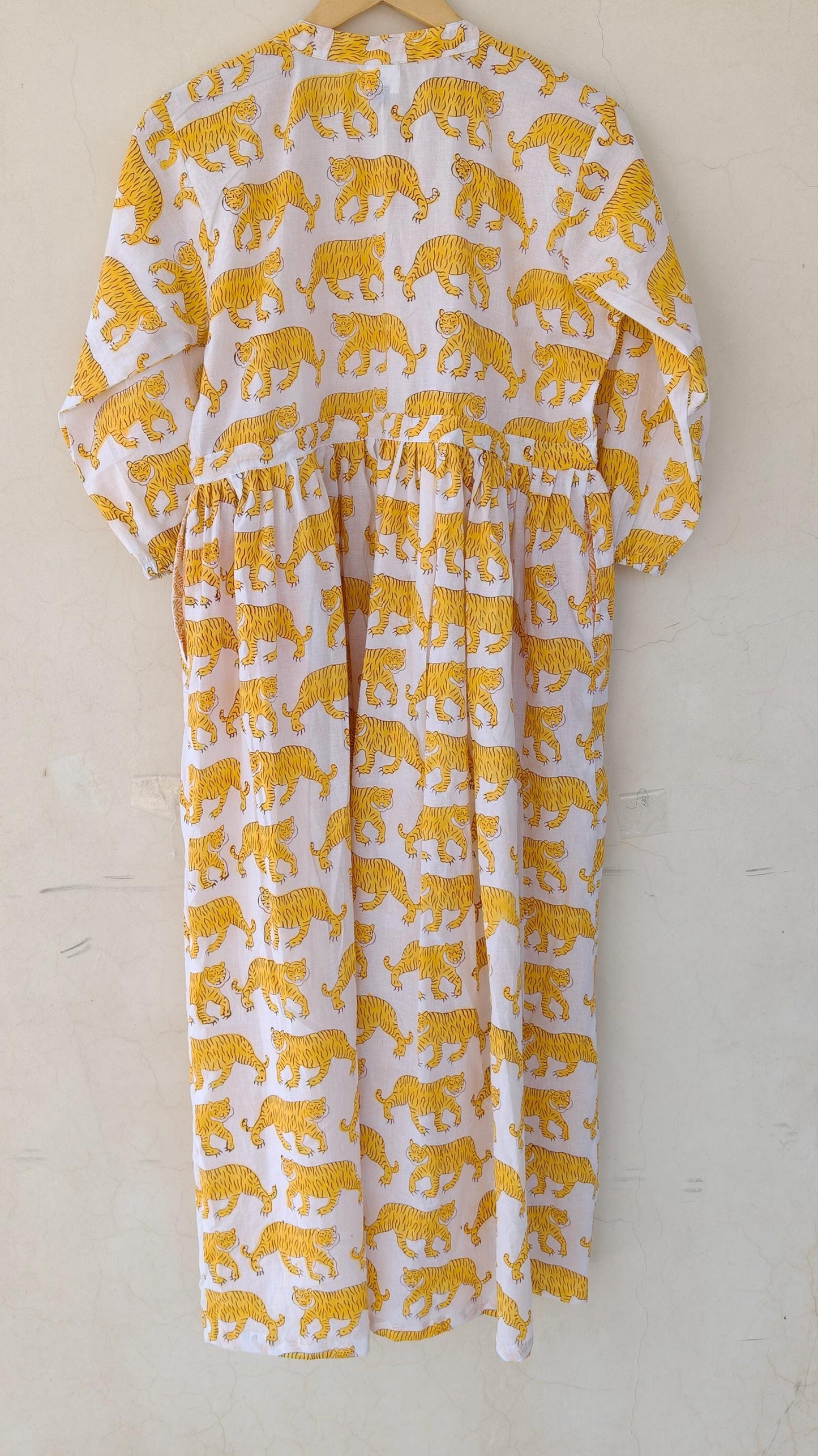Tiger handblock print dress,  indian cotton dress, ruffle dress, maxi dress, summer wear,gift for her, casual dress, boho dress,skater dress