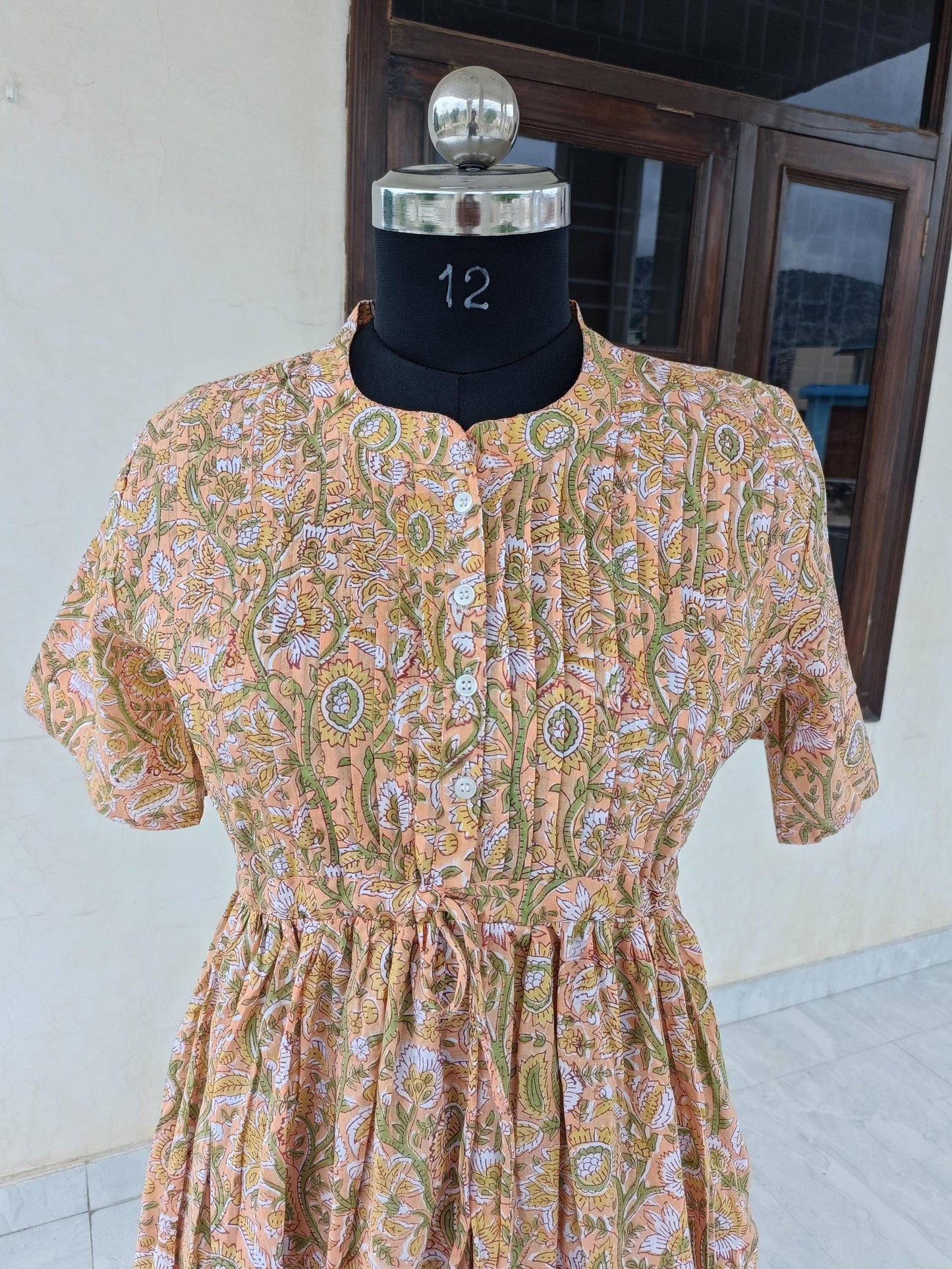 Indian handmade dress, floral dress, block print dress, flapper dress, boho dress,ruffle dress,cotton dress, summer wear dress, gift for her